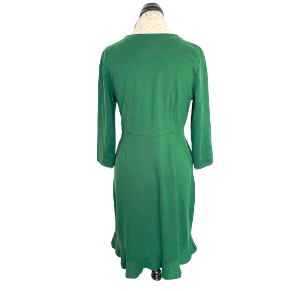 J. Jill Ponte Womens Dress Size Small Green Knit Ruffle Office Work Wear Career - Picture 4 of 12